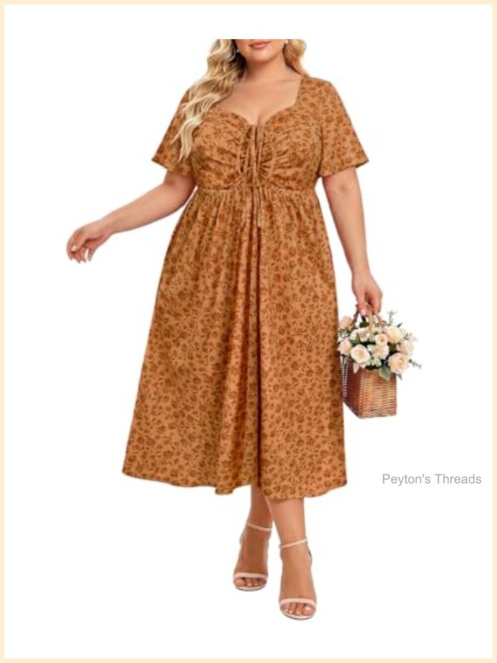 Plus Size Floral Boho Maxi Dress Sweetheart Neck Short Sleeve Empire Waist